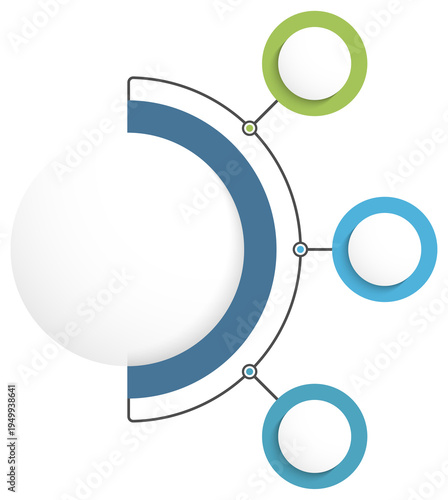 Infographic template with three connected circular elements