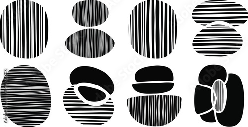 Wallpaper Mural Abstract geometric shapes with striped and solid forms a striking silhouette Torontodigital.ca