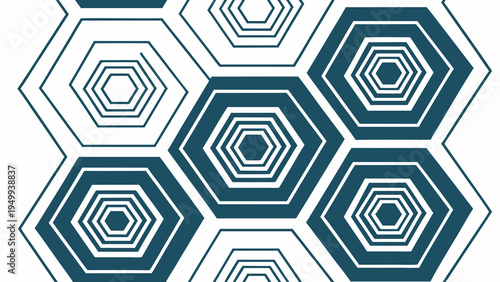 A modern vector graphic illustration of a hexagonal pattern in shades of blue and white