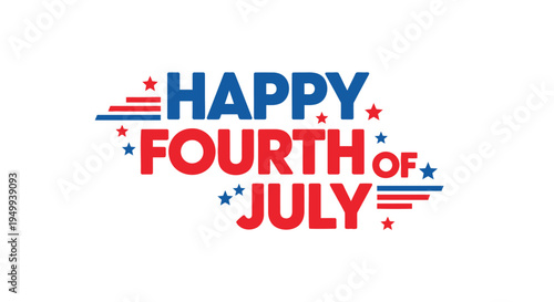 Happy Fourth of July patriotic text vector