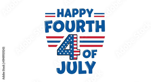 Happy 4th of July patriotic text illustration vector
