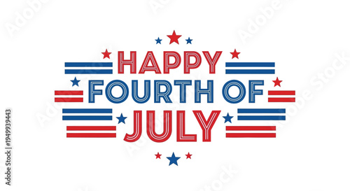 Happy Fourth of July patriotic text vector