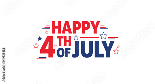 Happy 4th of July patriotic text vector