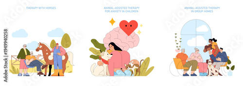 Animal-Assisted Therapy Illustrations with Animals and People