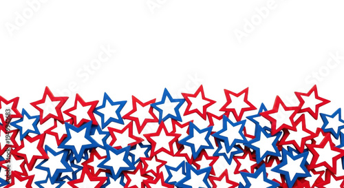 Red, white, and blue stars forming a festive patriotic bottom border design PNG