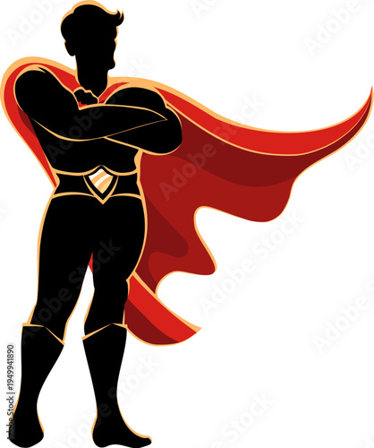 Male superhero in red cloak