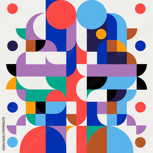 Geometric shapes design with bright and bold colors