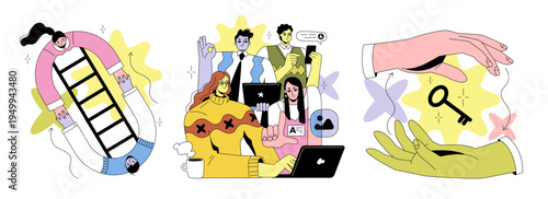 Creative Teamwork and Idea Sharing Vector Illustration