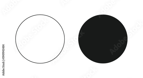 A stark visual representation showcases a white circle positioned adjacent to a solid black circle on a white background