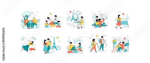 Group Activities and Leisure in City Vector Illustration