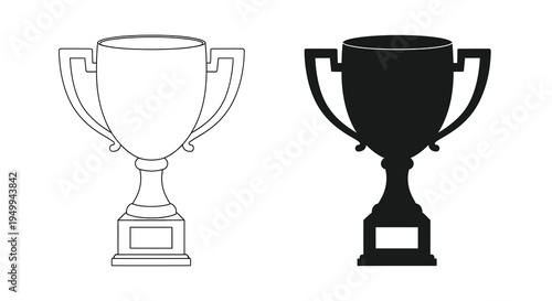 A contrasting depiction of two trophy outlines one white and one black symbolizing achievement and competition high quality professional