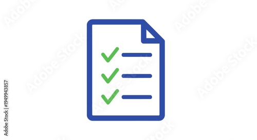 A checklist document with green checkmarks is displayed on a blue outline.