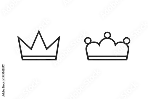 A set of two minimalist crown icons in a clean line art style