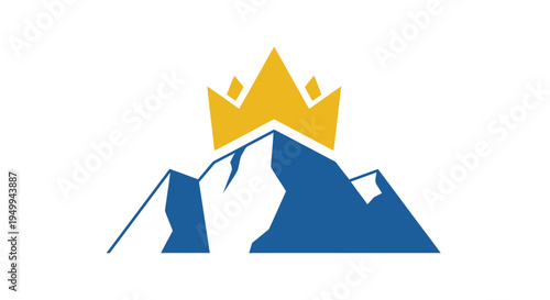 The majestic mountain range is crowned with a regal crown symbolizing royalty and grandeur in a stylized illustration.