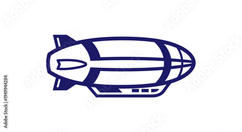 A detailed illustration of a futuristic airship floating in the sky with a sleek design and prominent fins.