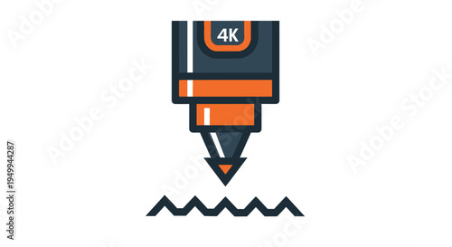 A close-up illustration of a 4K pen drawing a wavy line on a surface.