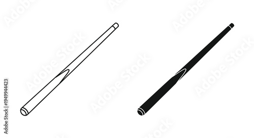 A minimalist depiction showcases two slender elongated objects resembling writing implements or thin rods presented in contrasting shades