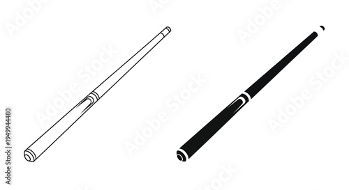 A minimalist depiction showcases two writing implements a pen and a pencil in contrasting black and white line art styles