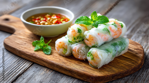 traditional vietnamese spring rolls goi with fresh ingredients