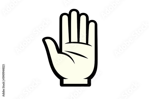 A stylized vector illustration of an open human hand with five