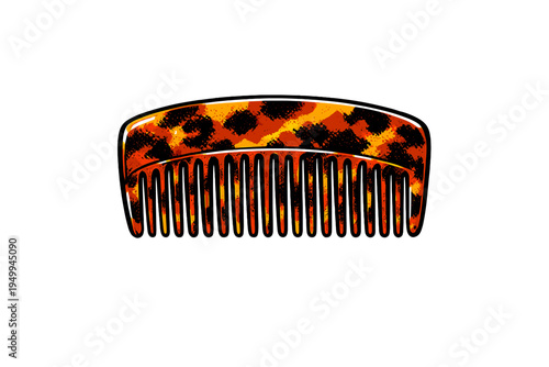 This vector art features a stylish tortoise shell hair comb with a