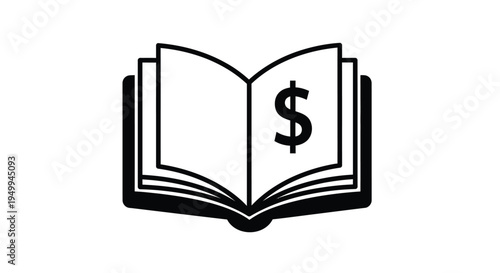 Open book with a dollar sign illustration a striking black silhouette