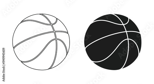Two contrasting basketball illustrations are presented one with white panels on a dark background and one reversed high quality