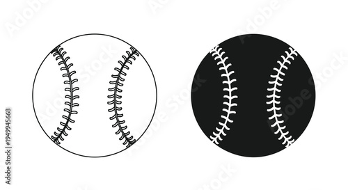 A stark illustration depicts two baseballs one white and one black showcasing their stitched seams and spherical forms