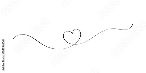 Doodle hand drawn heart- continuous line icon. Solo line heart shape on white background. Romantic, valentine love icon set. EPS 10. 