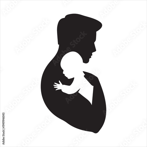Silhouette of dad holding baby