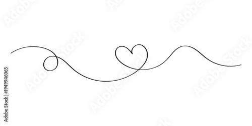 Doodle hand drawn heart- continuous line icon. Solo line heart shape on white background. Romantic, valentine love icon set. EPS 10. 