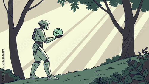 Future Green Technology and Smart AI Robotics for Sustainable Environment Illustration