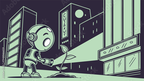 Future Green Technology and Smart AI Robotics for Sustainable Environment Illustration