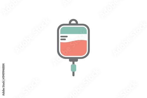 A flat vector icon of an intravenous IV bag or blood bag with a grey