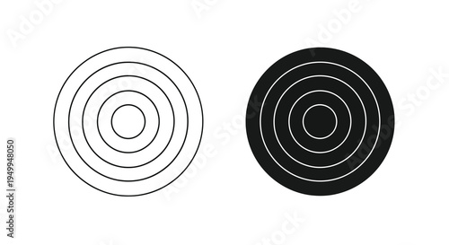 A contrasting pair of concentric circles are displayed one filled with white and the other with black showcasing visual duality