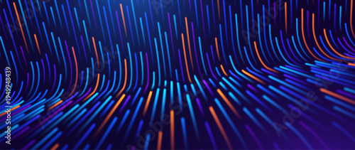 Digital Ecosystem Visualization Highlighting AI Integration, Data Streamlines, and Smart Network Connections in a Futuristic Layout. Digital Business Transformation Vector Background.