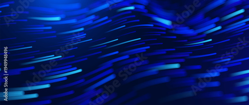 Futuristic Digital Stream Lines With Neural Network Data Particles. Abstract Big Data Technology Background For Artificial Intelligence And Data Analytics Concepts.