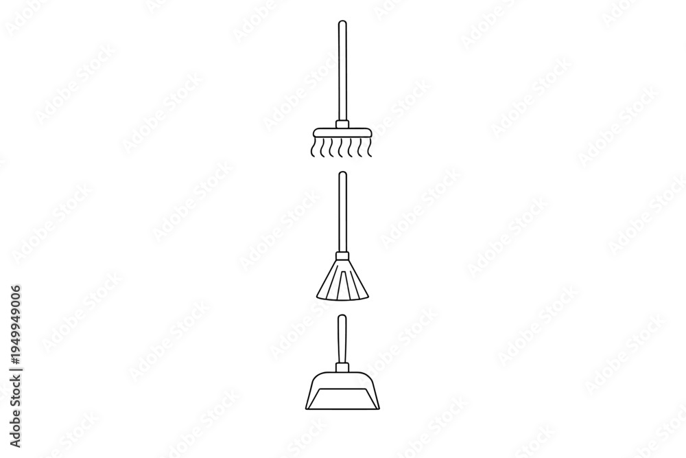 Obraz premium A minimalist vector illustration featuring a set of three cleaning