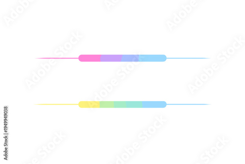 A set of two minimalist horizontal divider lines featuring colorful