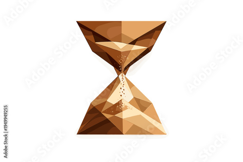 Stylized vector illustration of a geometric hourglass with a faceted
