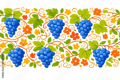 A vibrant vector illustration of a horizontal border featuring
