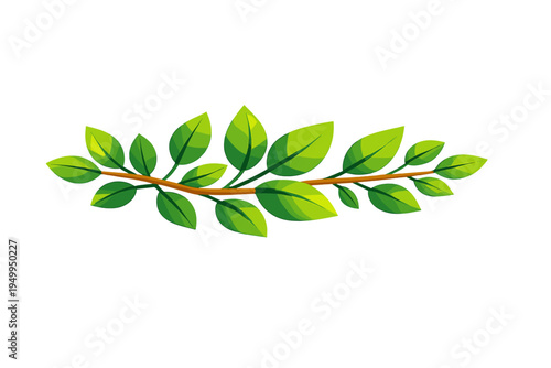 Stylized vector illustration of a horizontal tree branch with vibrant