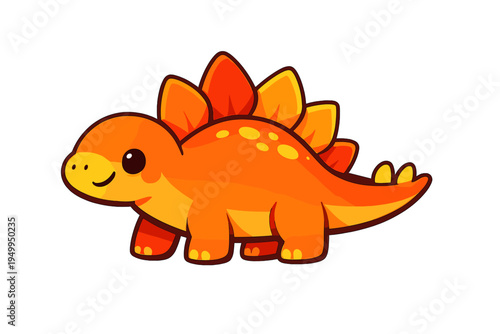 A cute cartoon stegosaurus dinosaur illustration featuring bright