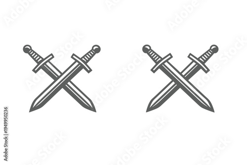 A vector illustration featuring two sets of crossed medieval swords