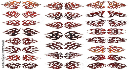 Collection of Flame Designs for Tattoo or Graphic Use.