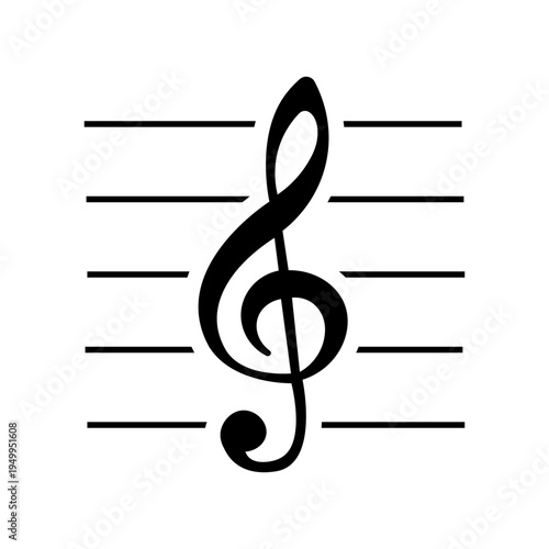 Treble clef on a musical staff, representing classical music and melody.
