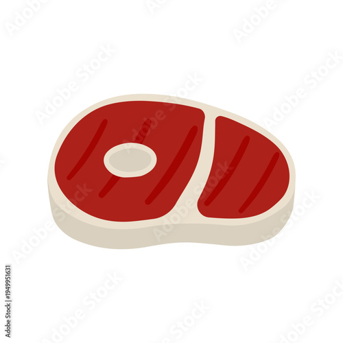 Fresh Beef Steak Cut Icon Isolated on White Background