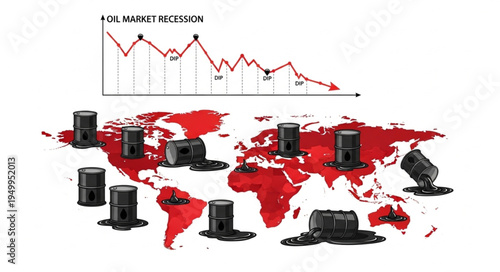 Global Oil Crisis - Depicting the Economic Impact on World Map.