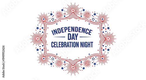 Independence Day Celebration Night vector label