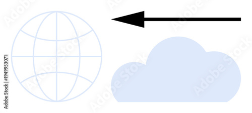 Data transfer symbol. Data transfer ed with a globe, arrow, and cloud. Data transfer for cloud computing, global connectivity, and digital communication. Perfect for technology, networking